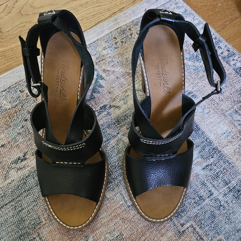 Madewell Beckett Black Sandals with Slingback Strap